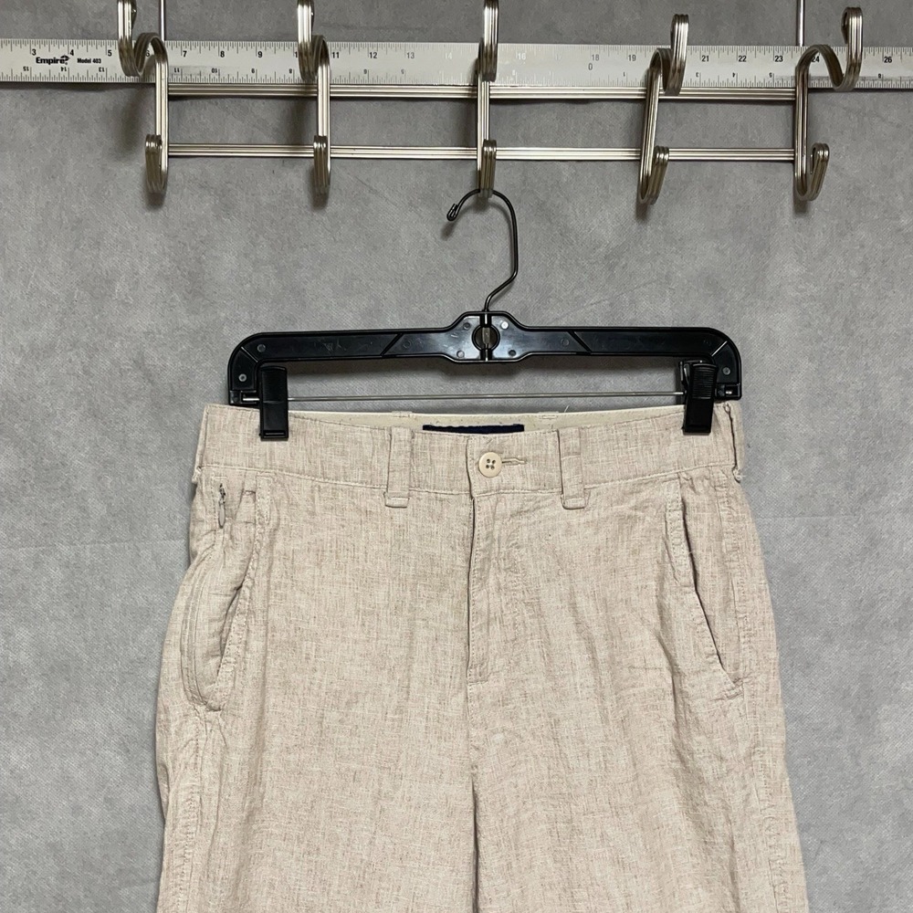 Abercrombie Fitch Pants Men 28x28 Tan Linen Coton Straight Stretch Casual Preppy